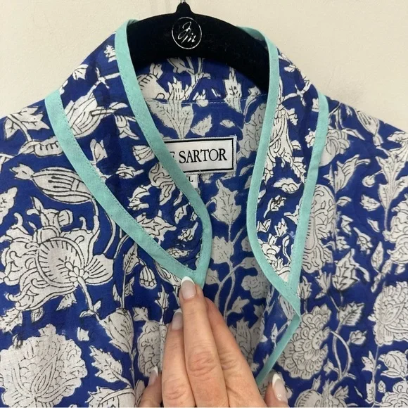 Sue Sartor Kimono Duster Blue Floral - Picture 7 of 10